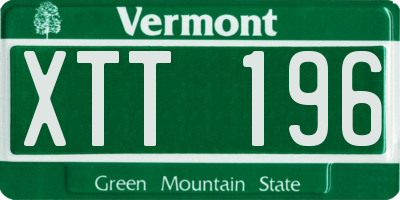 VT license plate XTT196