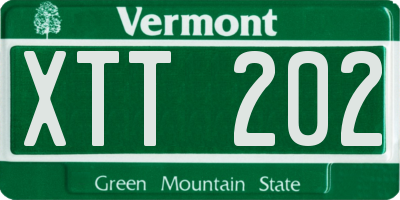 VT license plate XTT202
