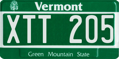 VT license plate XTT205