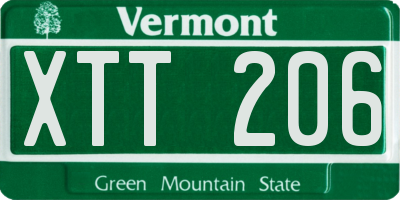 VT license plate XTT206