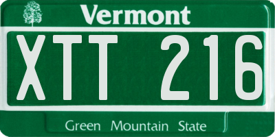 VT license plate XTT216