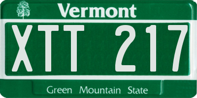 VT license plate XTT217
