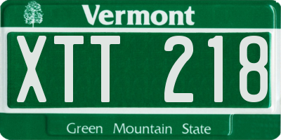 VT license plate XTT218