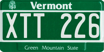 VT license plate XTT226