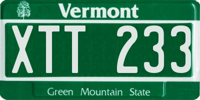 VT license plate XTT233