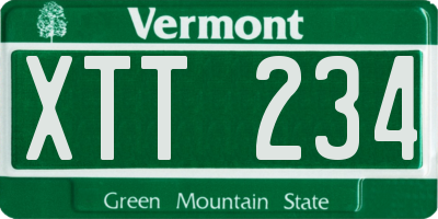 VT license plate XTT234