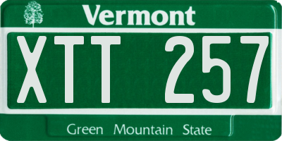 VT license plate XTT257
