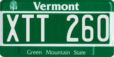 VT license plate XTT260