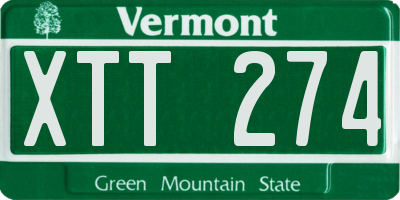 VT license plate XTT274