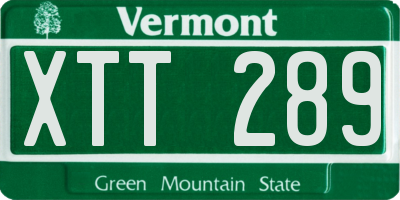 VT license plate XTT289