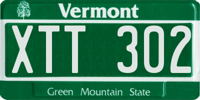 VT license plate XTT302