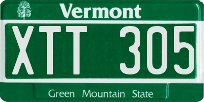 VT license plate XTT305