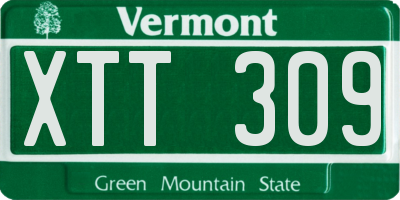VT license plate XTT309