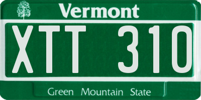 VT license plate XTT310