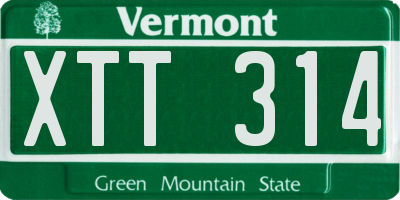 VT license plate XTT314