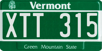 VT license plate XTT315