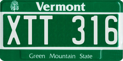 VT license plate XTT316