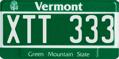VT license plate XTT333