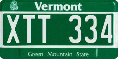 VT license plate XTT334