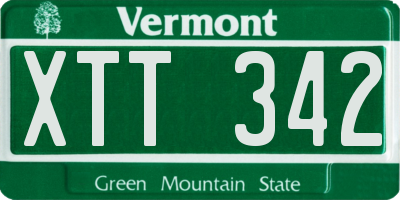 VT license plate XTT342