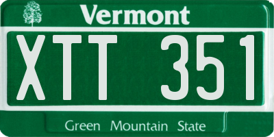 VT license plate XTT351