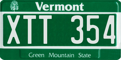 VT license plate XTT354