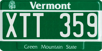 VT license plate XTT359