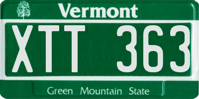 VT license plate XTT363