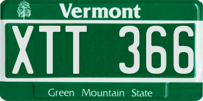 VT license plate XTT366