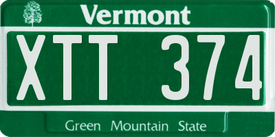VT license plate XTT374