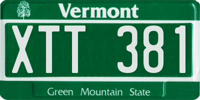 VT license plate XTT381