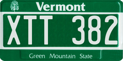 VT license plate XTT382