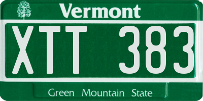 VT license plate XTT383