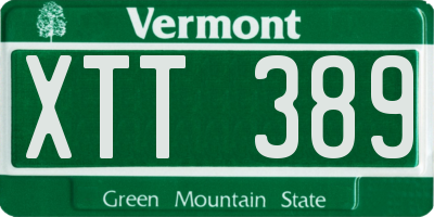 VT license plate XTT389