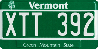 VT license plate XTT392