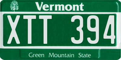 VT license plate XTT394