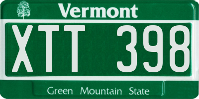 VT license plate XTT398