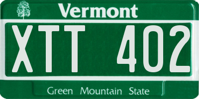 VT license plate XTT402