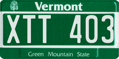 VT license plate XTT403