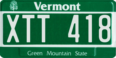 VT license plate XTT418