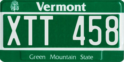 VT license plate XTT458