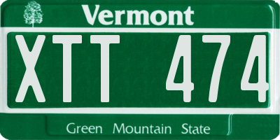 VT license plate XTT474