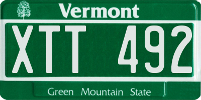 VT license plate XTT492