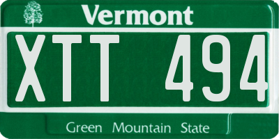 VT license plate XTT494