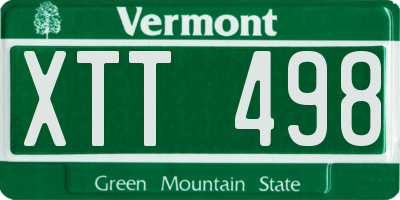 VT license plate XTT498