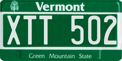 VT license plate XTT502
