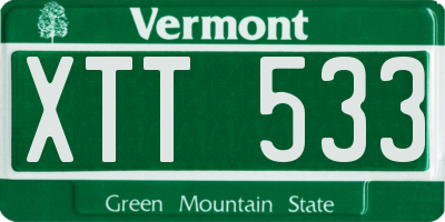 VT license plate XTT533