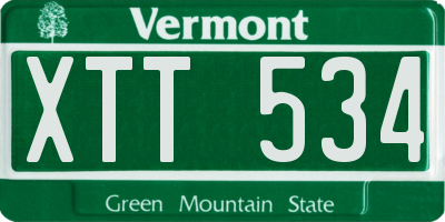 VT license plate XTT534