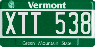 VT license plate XTT538