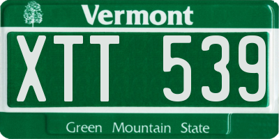 VT license plate XTT539